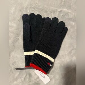 Tommy Hilfiger Knit Gloves with Cream and Red Trim